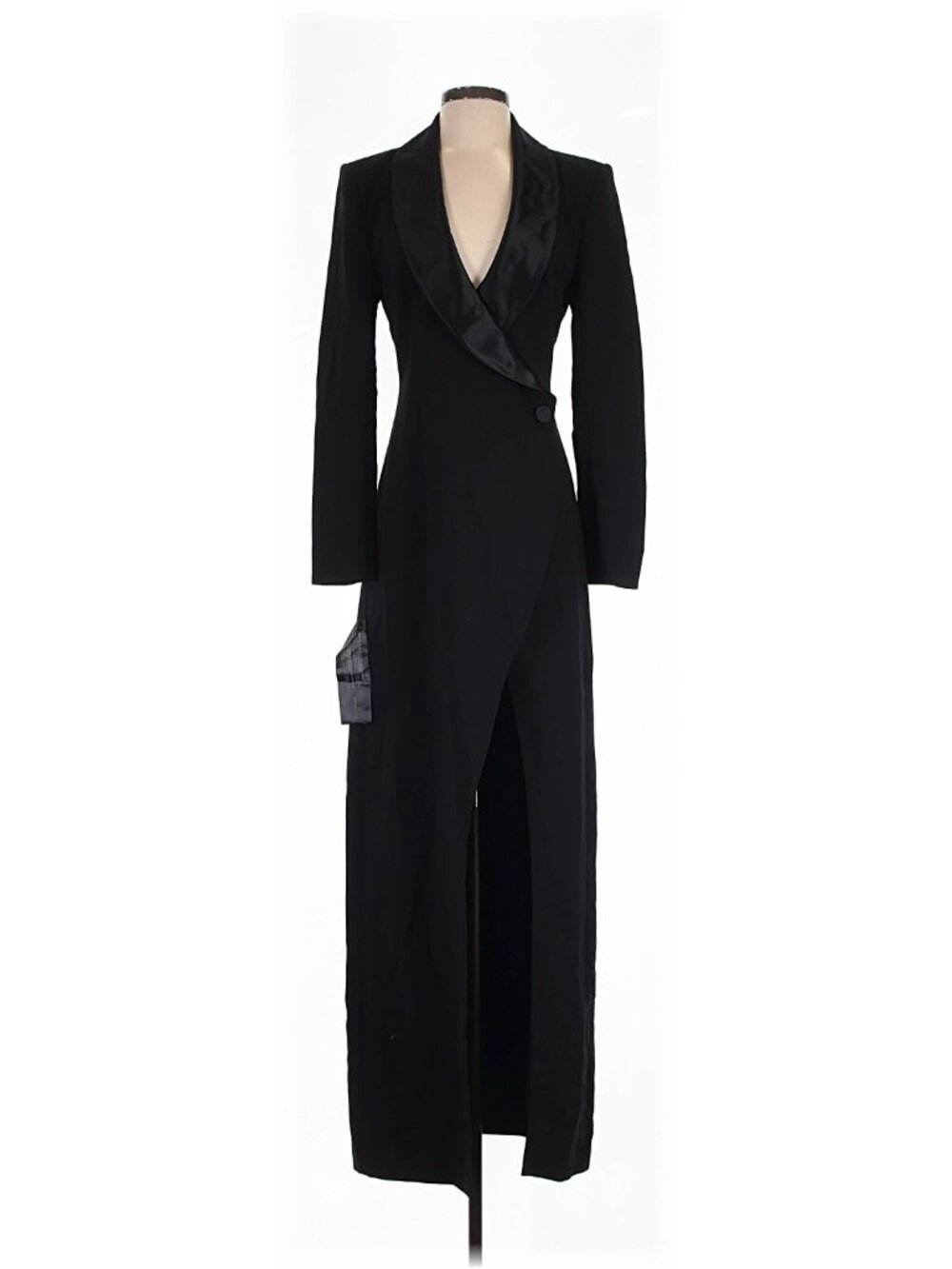 NWT BCBG MaxAzria Luciano Tuxedo Gown in Black Coat Jacket Dress 8 $498 - Picture 8 of 9